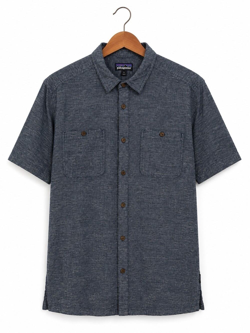 Patagonia Back Step Shirt Men’s Large New Navy Hemp Organic Cotton Button Up